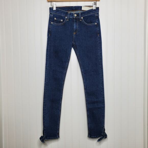rag & bone Women's Stevie Ankle Bow Tie Skinny Jeans Size 24 Dark Wash Mid Rise - Picture 10 of 10